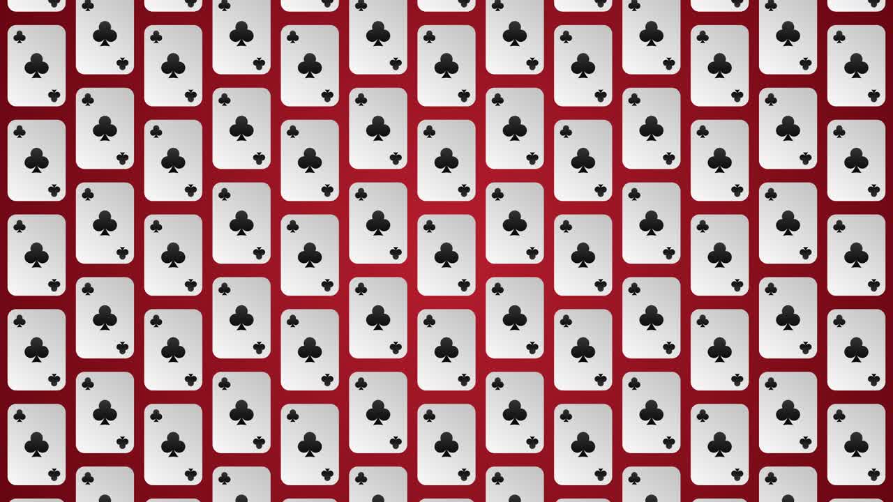 Playing card suits clubs pattern animated background