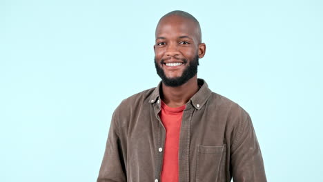 Happy-black-man,-pointing-and-advertising