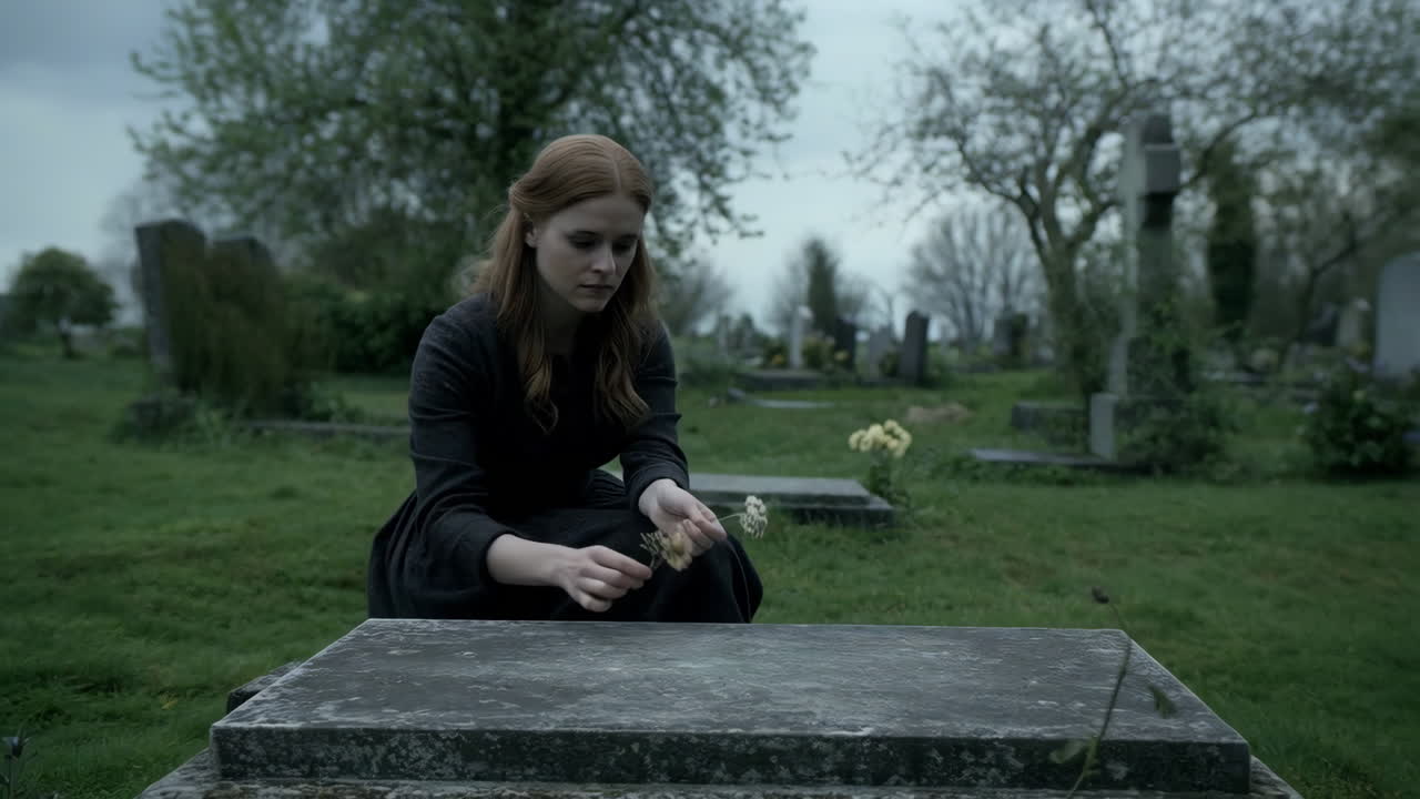 Woman Mourning at a Grave