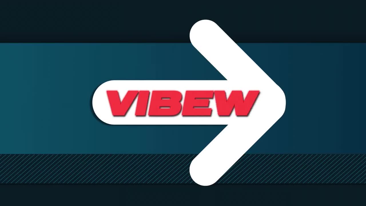 animación de vibraciones texto en rojo, en flecha blanca sobre fondo gris