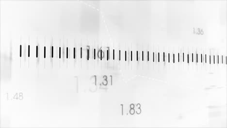 Animation-of-white-lines-over-numbers-on-white-background
