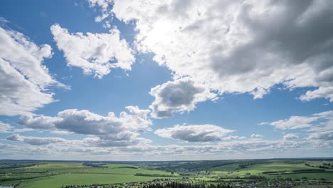 blue sky white clouds background timelapse. beautiful weather at cloudy heaven. beauty of bright color, light in summer nature. abstract fluffy, puffy cloudscape in air time lapse. video loop