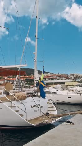 yachts on the pier at sunny day