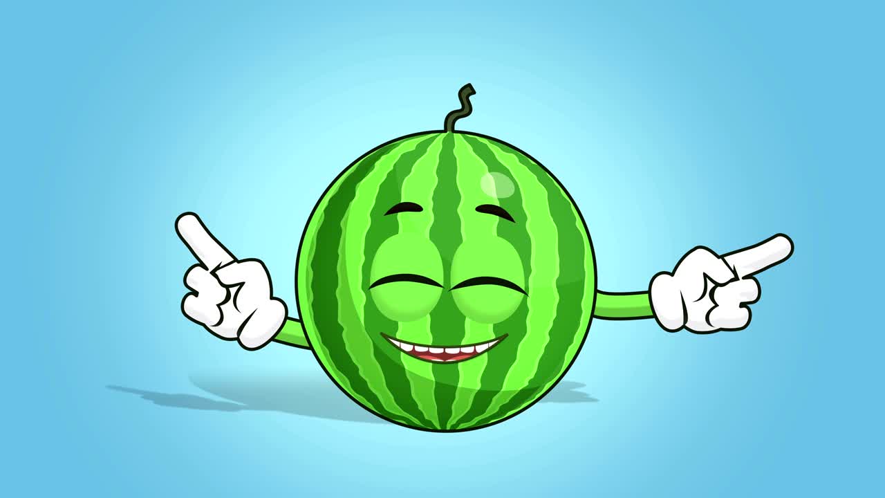 animación de cara de sandía de dibujos animados bailando con alfa mate