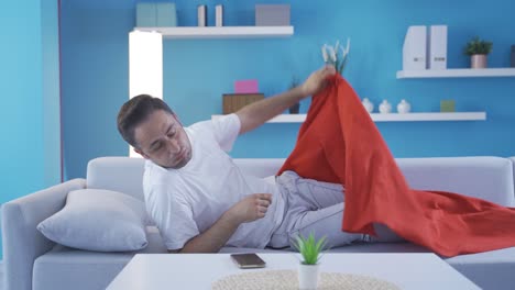 el hombre se despierta infeliz.