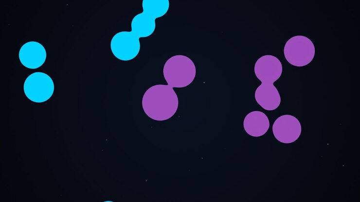 Abstract Motion Graphics of Merging and Separating Neon Circles
