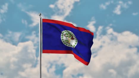 bandera de belice ondeando en el cielo azul video realista 4k