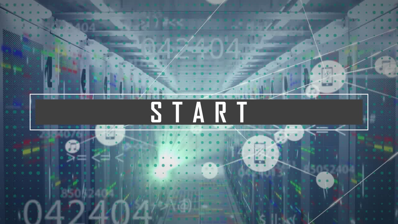 시작 텍스트 배너의 애니메이션, 변하는 번호, 서버 에 대한 디지털 아이콘 네트워크