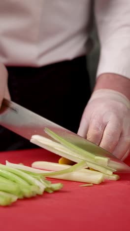 chef chopping celery