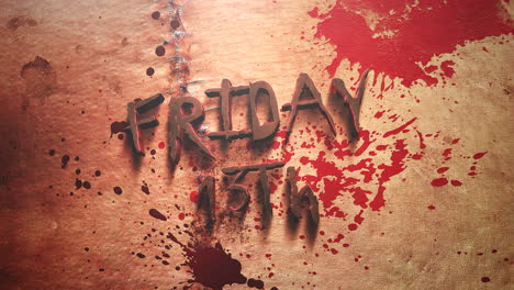 animation text friday 13th and mystical horror background with dark bloode