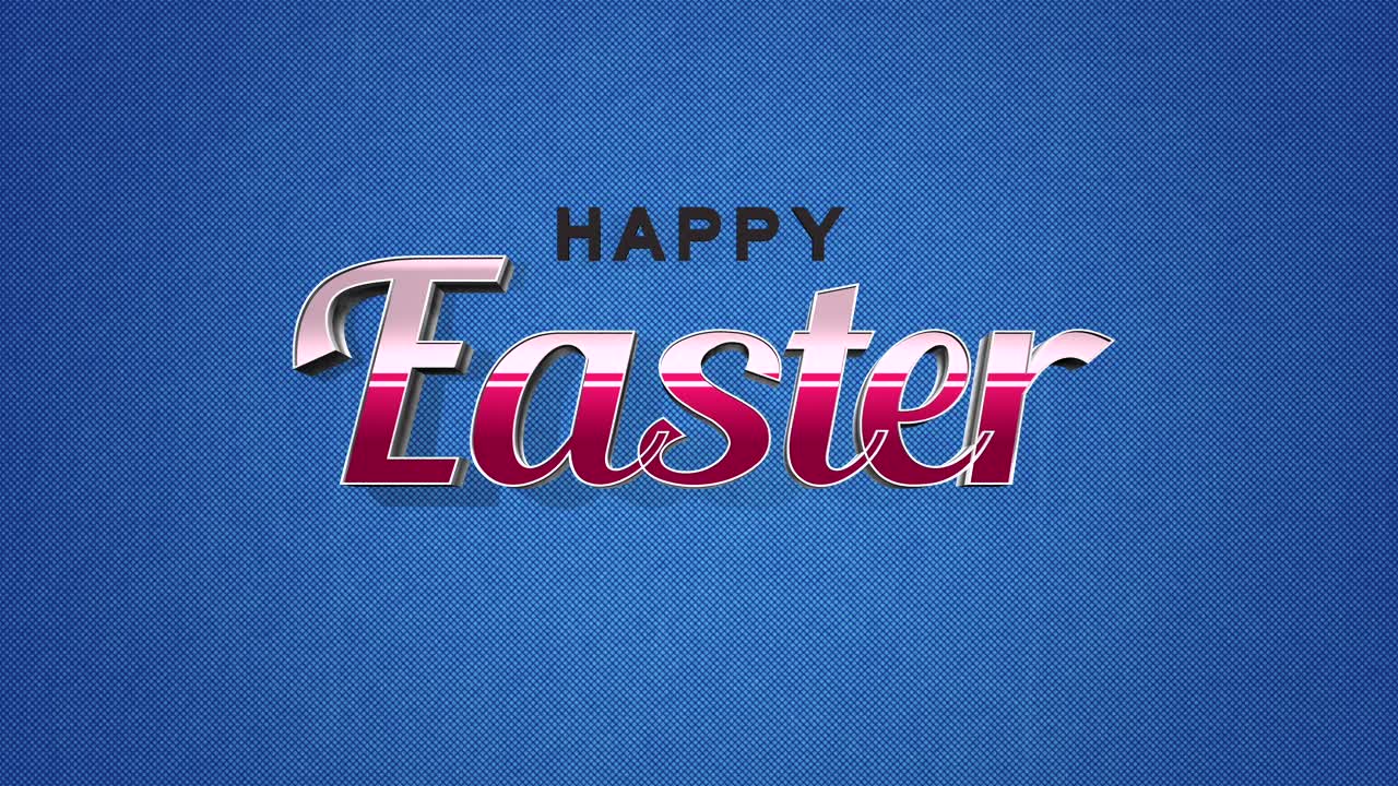 Testo Buona Pasqua retrò su texture vintage blu in stile anni '80.