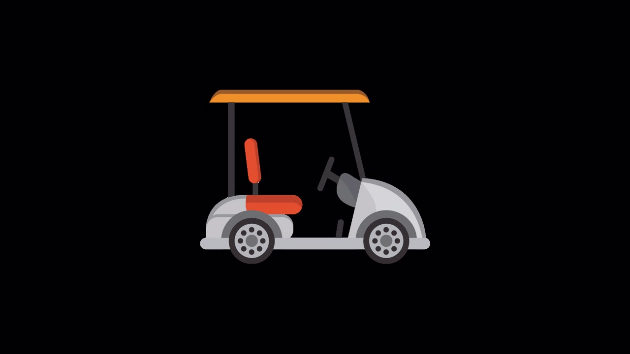 Golf cart animato che si assembla e si allontana