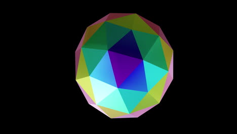 animación de una forma multicolor en 3d sobre un fondo negro