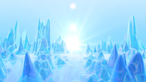 abstract blue ice spike field on transparent clear frozen landscape - 4k seamless vj loop motion background animation