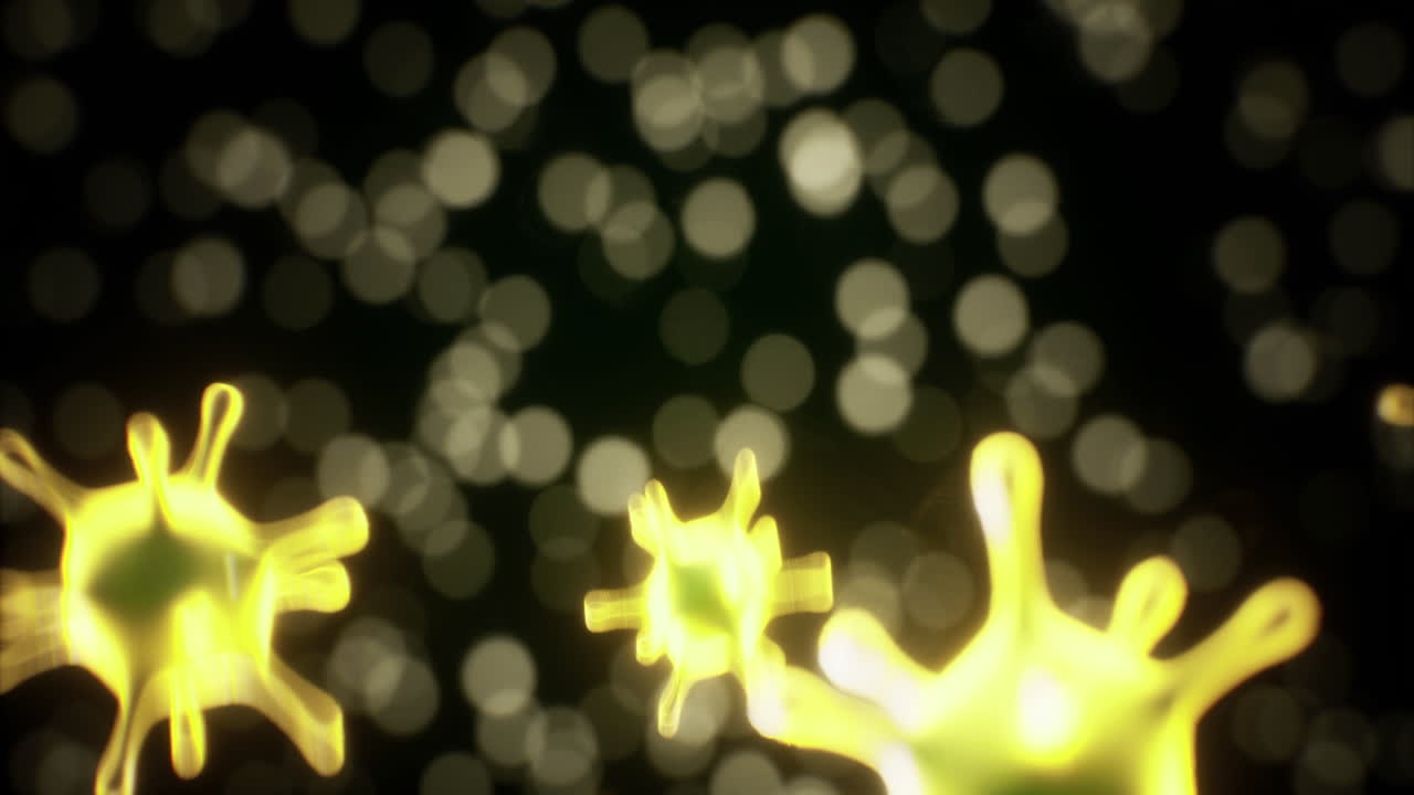 Microbial life thrives in a vibrant world of glowing particles and forms