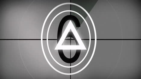 animación de cuenta atrás con el número siete sobre el marco circular y la mira cruzada