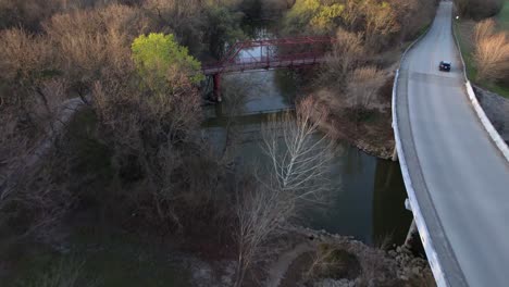 Aerial-footage-of-the-Old-Alton-Bridge-in-Lantana-Texas