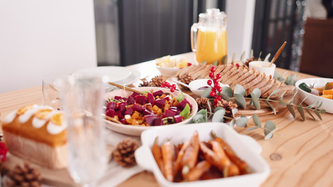 Festive table setting with food
