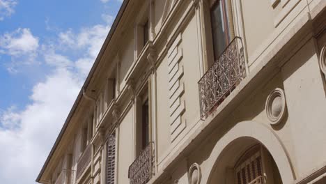 closeup shot of architecture details of buildings of a leading town of the "belle époque" era in aix-les-bains, france during daytime. 4k.