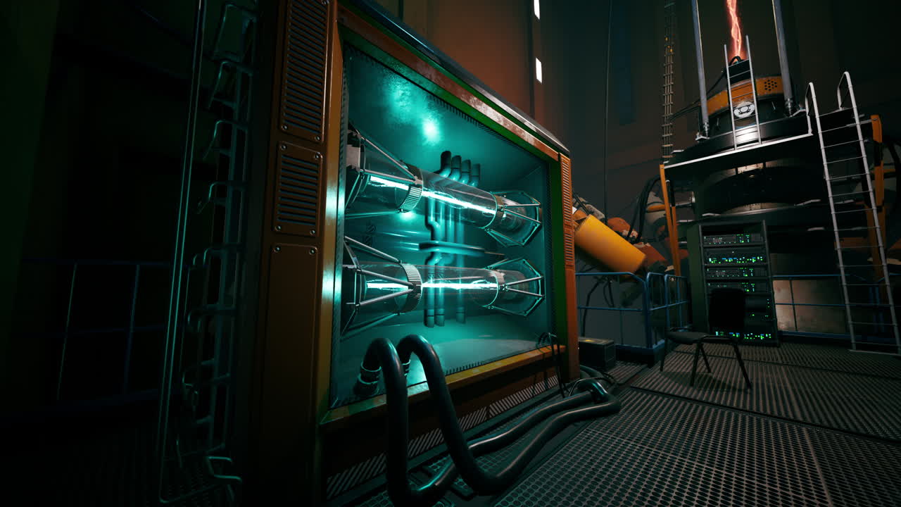 laboratorio futuristico con tubi luminosi