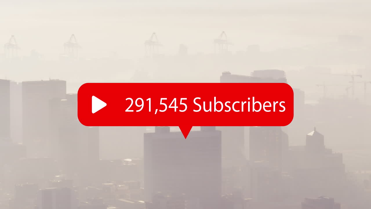 animación del icono de las redes sociales y procesamiento de datos sobre el paisaje urbano