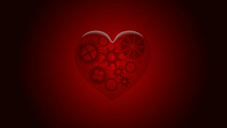 engranajes que giran dentro de un corazón. el concepto de la máquina perfecta. animación 2d. imágenes de bucle 4k