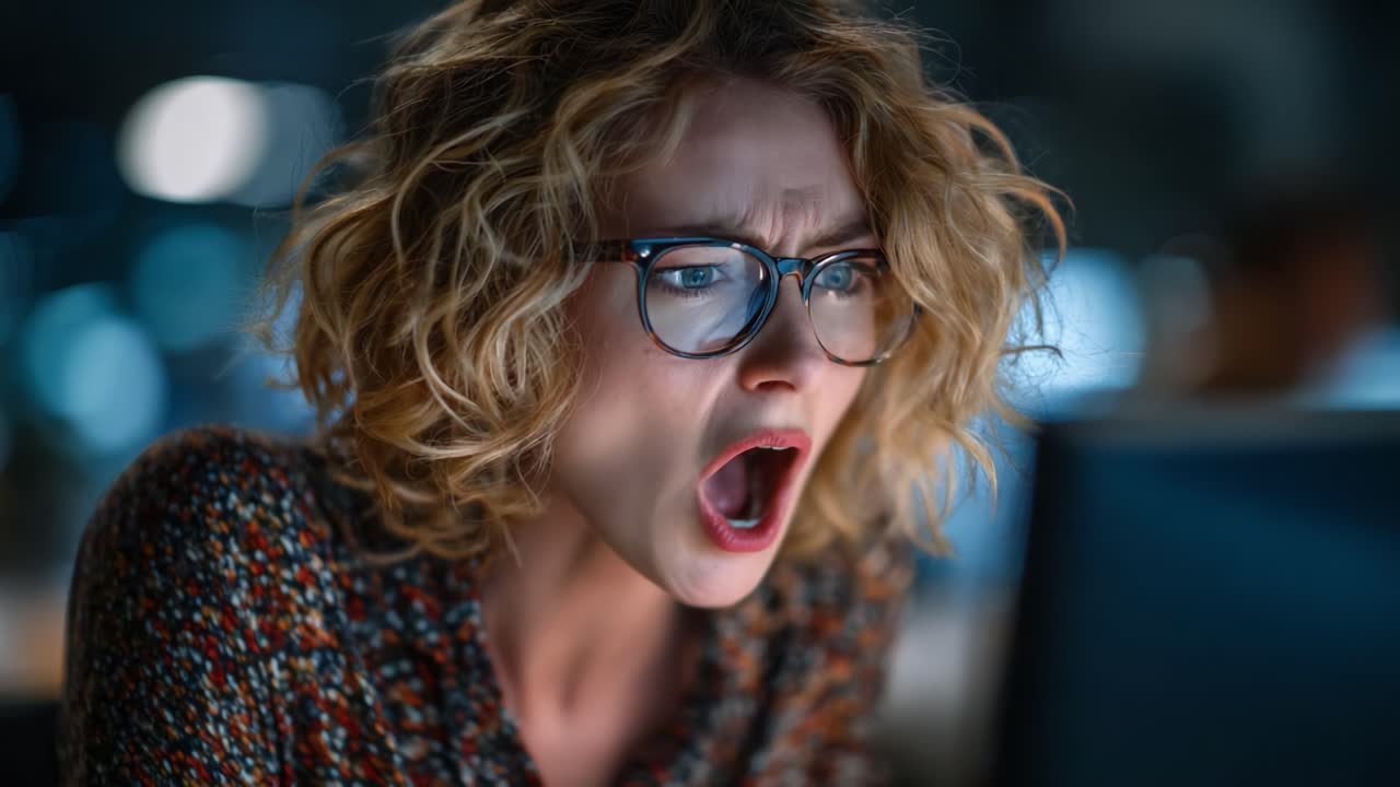 A Surprising Transformation: From Shocked to Ecstatic Emotion Unveiled by a Woman's Exuberant Reaction Captured in a Video Sequence