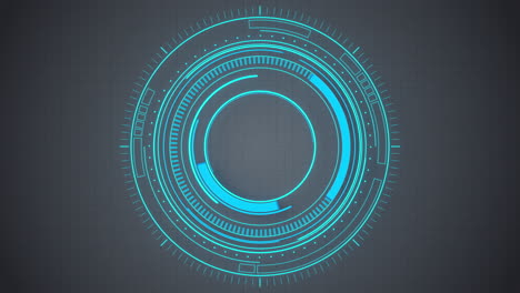 animación en bucle de círculos de hud azules brillantes, fondo de ciencia ficción, renderización en 3d.