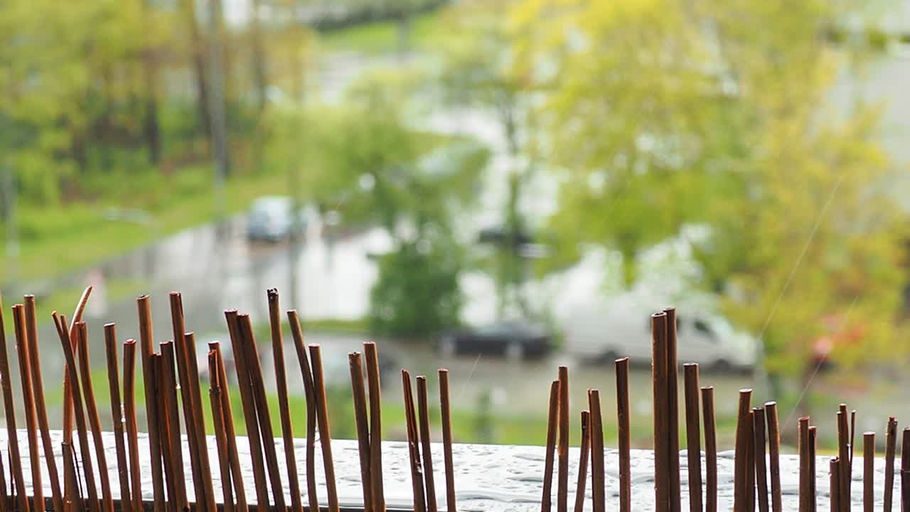 도시에서 비가 오는 날