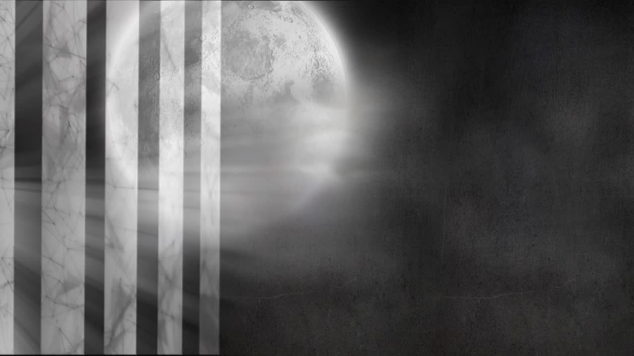 검은 바탕에 움직이는 모양과 달의 애니메이션