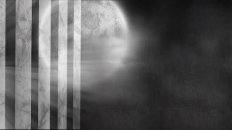 animación de formas en movimiento y luna sobre fondo negro