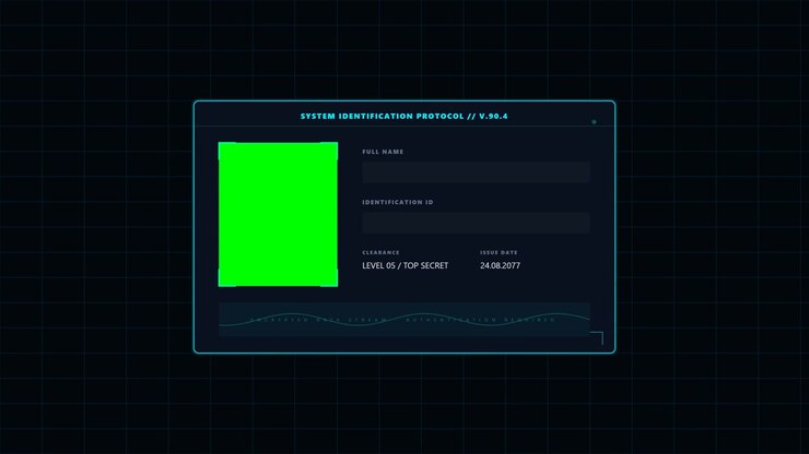 Futuristic Digital Identification Interface with Green Placeholder