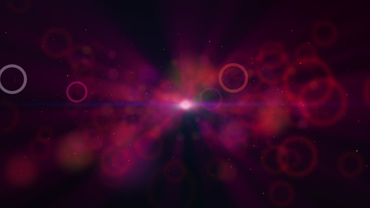 círculo colorido rojo rosa púrpura fondo naranja, partícula de polvo y haz de rayo de luz.