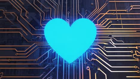 digital heart on circuit board