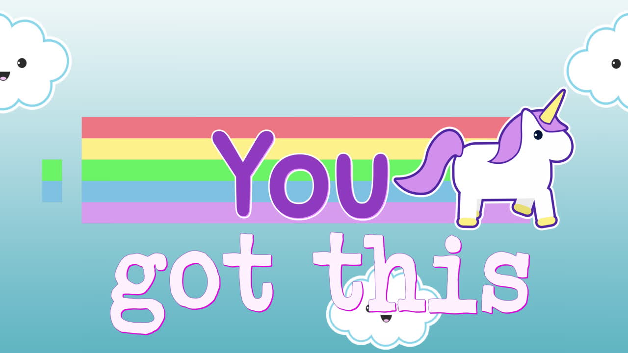 animación de palabras que tienes esto apareciendo con unicornio 4k