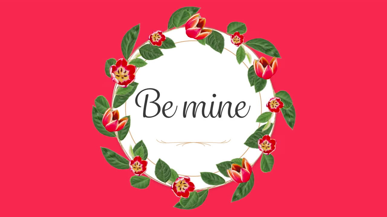 분홍색 배경 에 꽃 이 있는 광산 카드 의 애니메이션