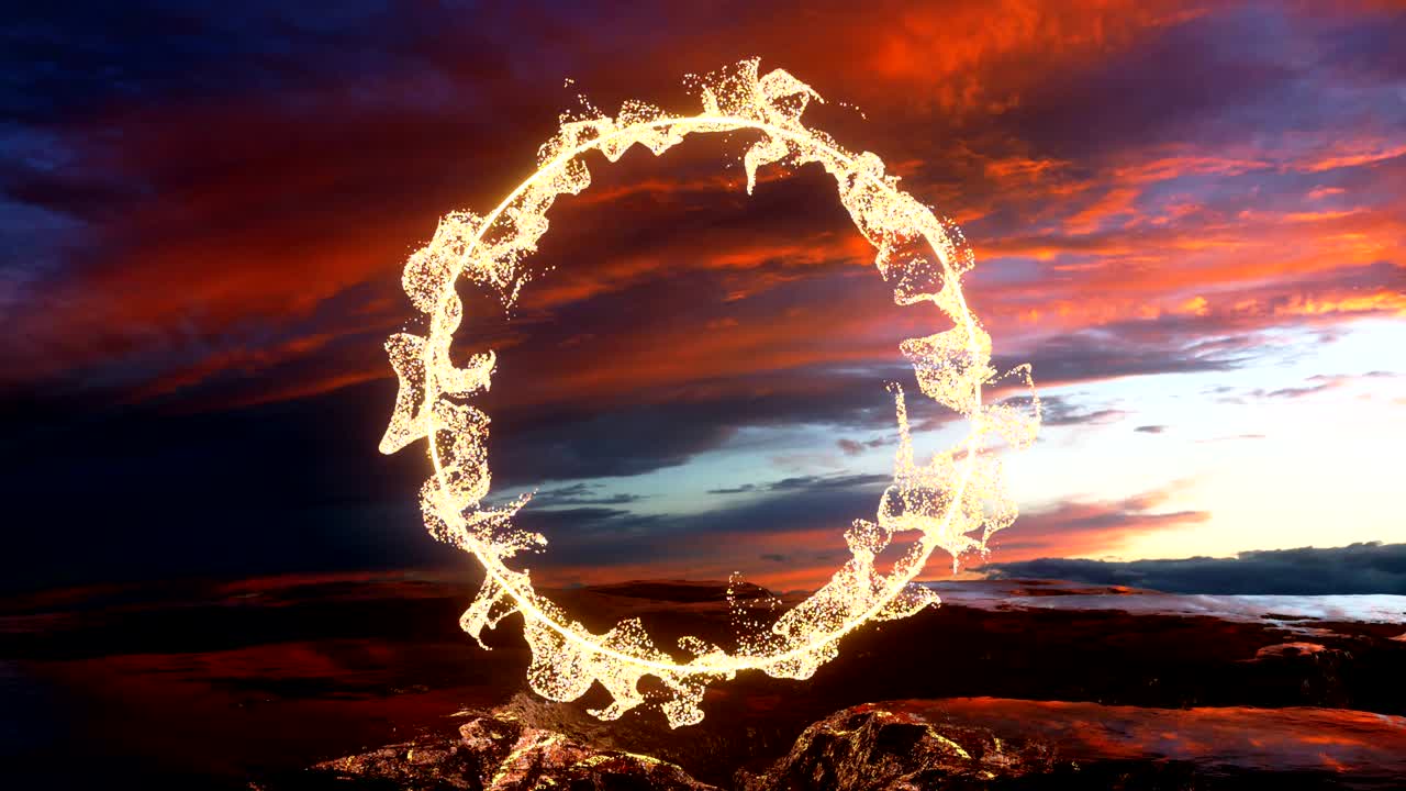 4K Abstract Ring of Particles in a Nature Setting.