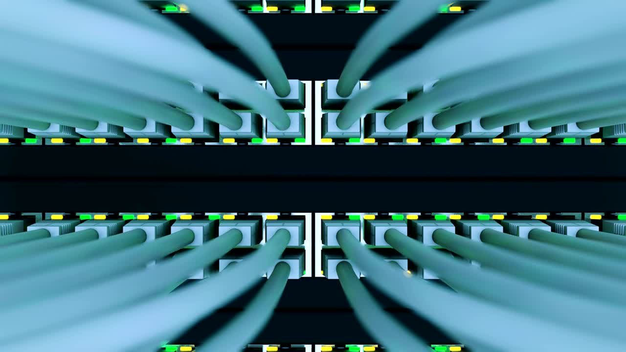 Switches with the internet cables in a server rack