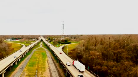 drone footage of atchafalaya national heritage area in louisiana near interstate 10