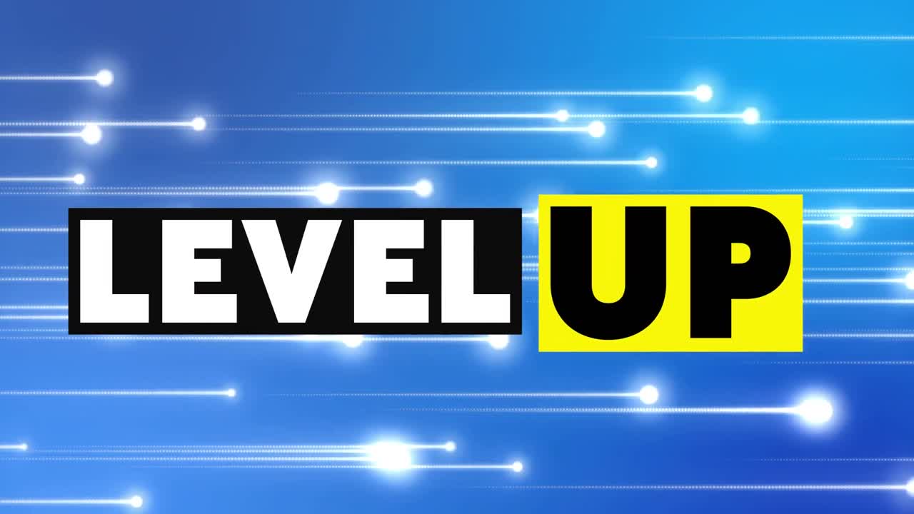 animación del texto de nivel superior sobre múltiples luces blancas flotantes