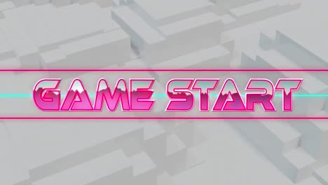 Animation-of-game-start-text-over-light-trails-on-white-background