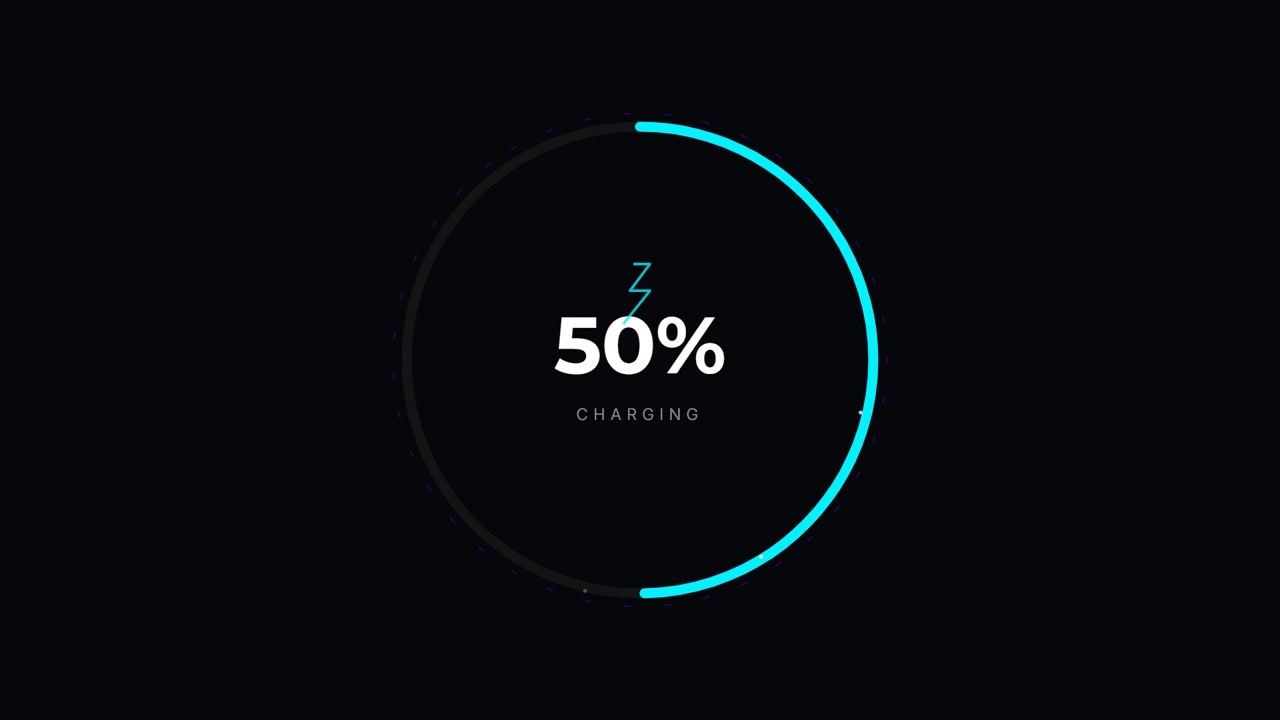 Digital Battery Charging Progress Indicator Animation