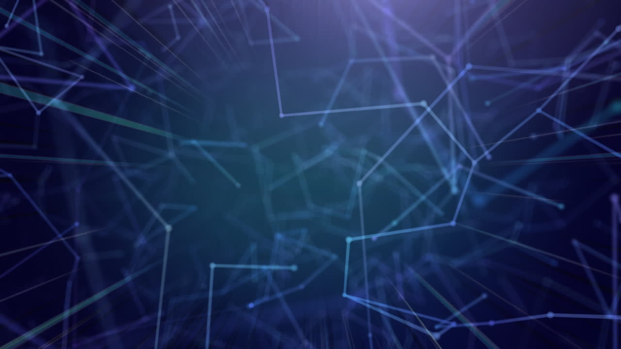 animación de la red de conexiones sobre un fondo azul a púrpura