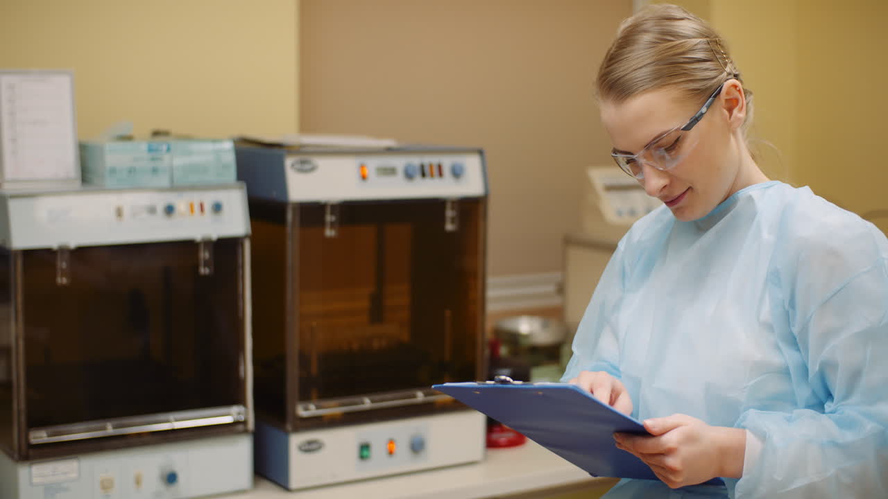 Женщина-ученый, работающая в лаборатории