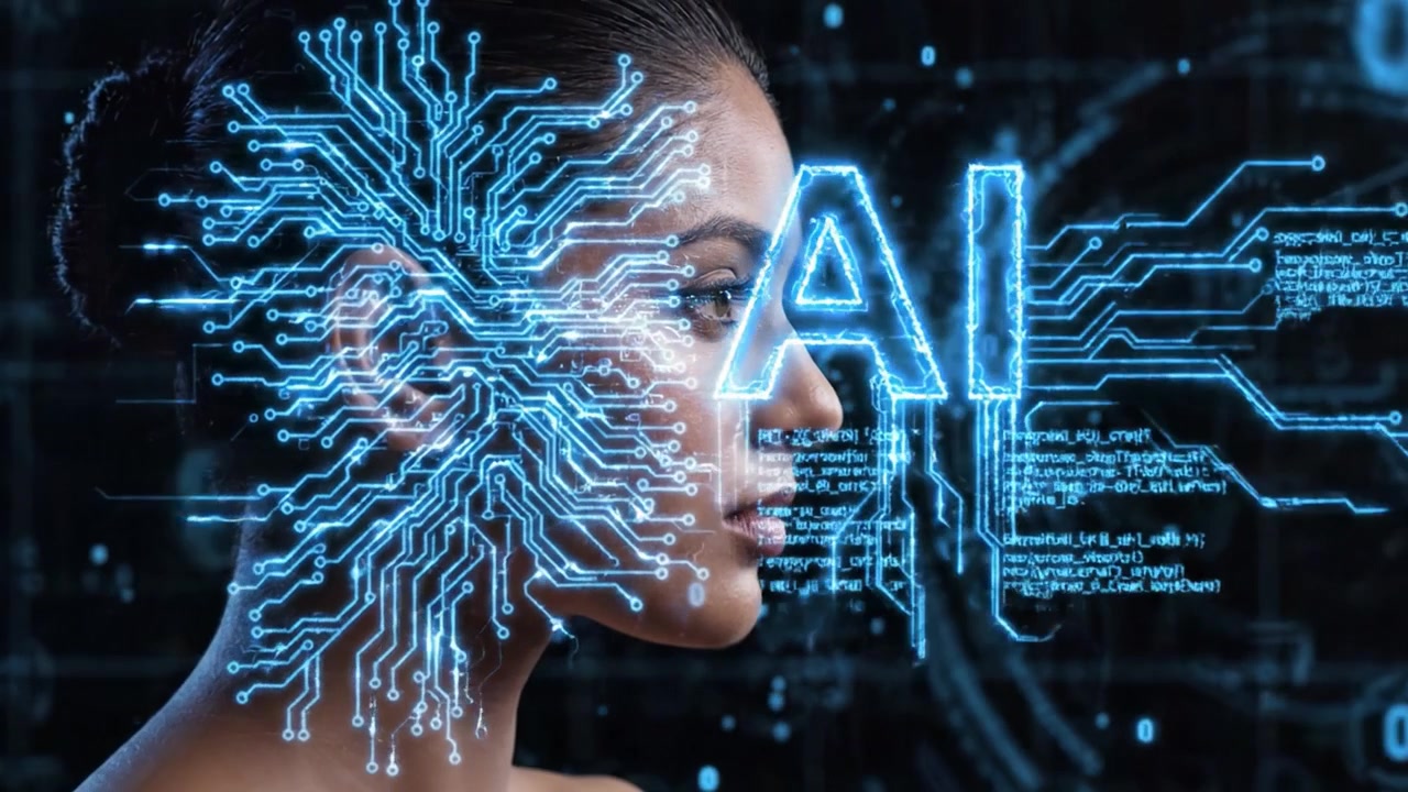 A captivating blend of technology and human emotion, this portrayal explores the intersection between artificial intelligence and individual identity, represented through a stunning profile silhouette.