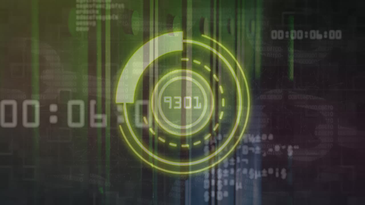 animación del escaneo del alcance con procesamiento de datos sobre la sala del servidor