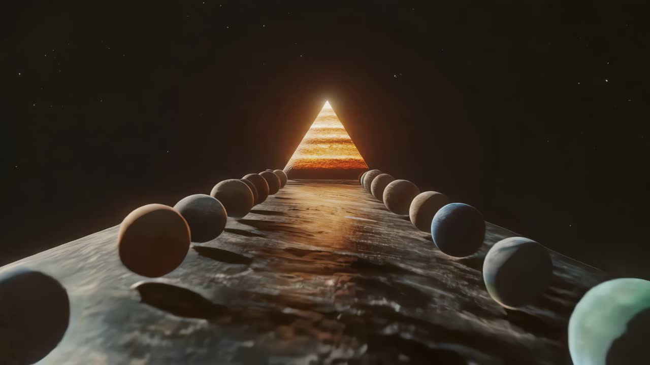Cosmic Pyramid Path Through Planets