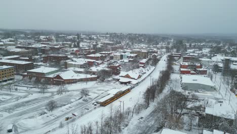 Panoramic-aerial-overview-of-old-Union-station-and-downtown-Northampton-Massachusetts-after-winter-storm