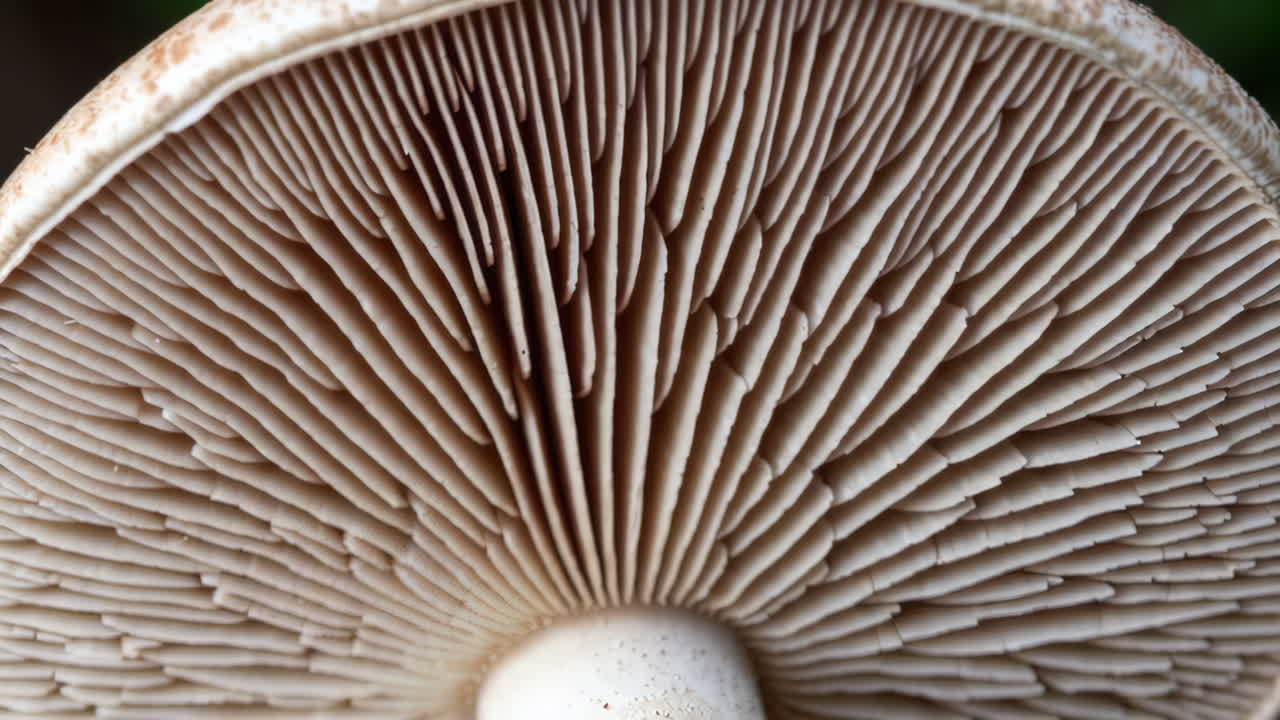 Close-up View of Mushroom Gills