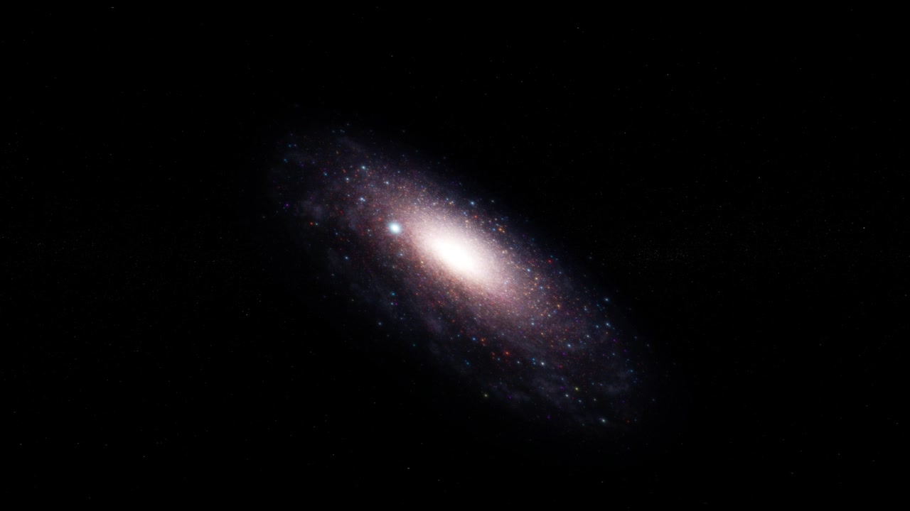 Bright Spiral Galaxy Rotating Through a Star-Filled Deep Space